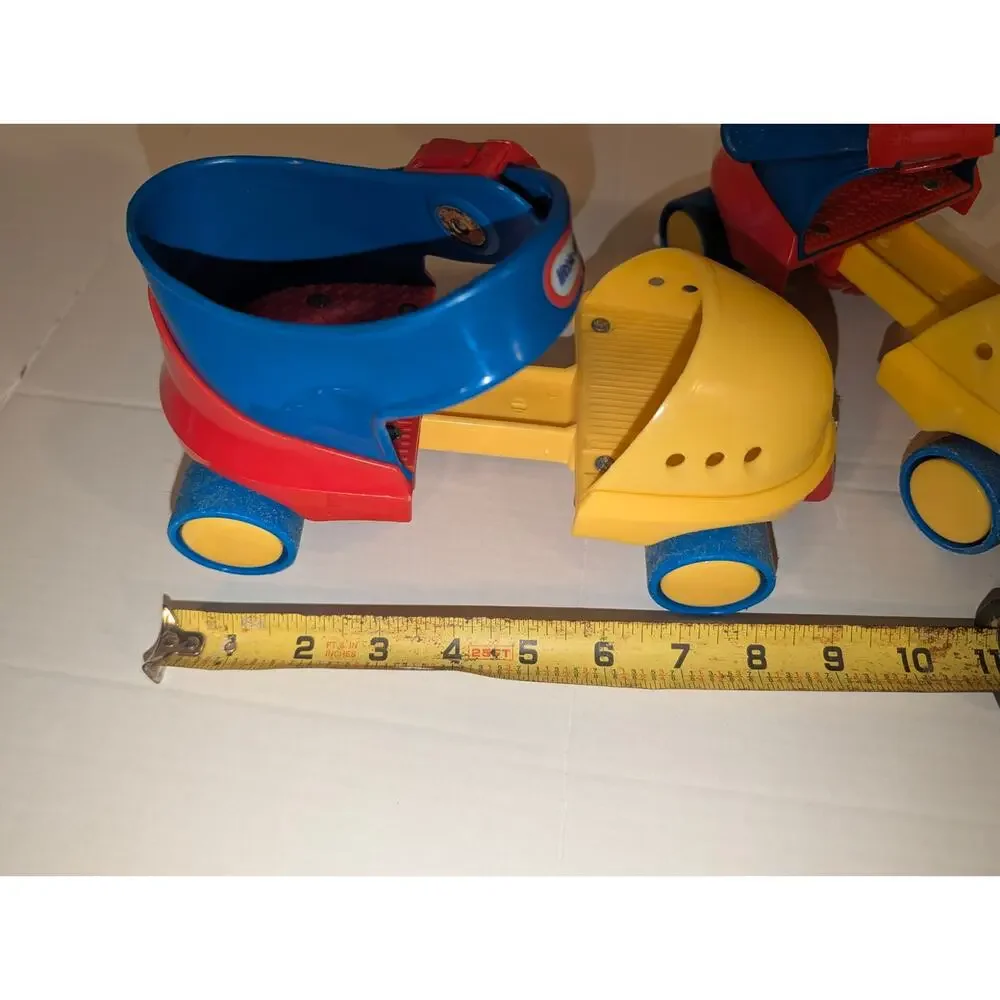 Vintage Little Tikes Adjustable Child Size Roller Skates Blue Red Yellow